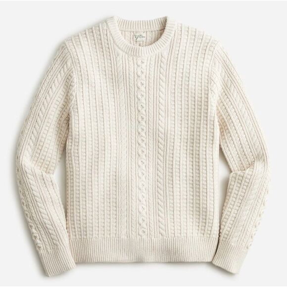 Men's J. Crew Cream Cableknit Fisherman Sweater - Picture 4 of 13